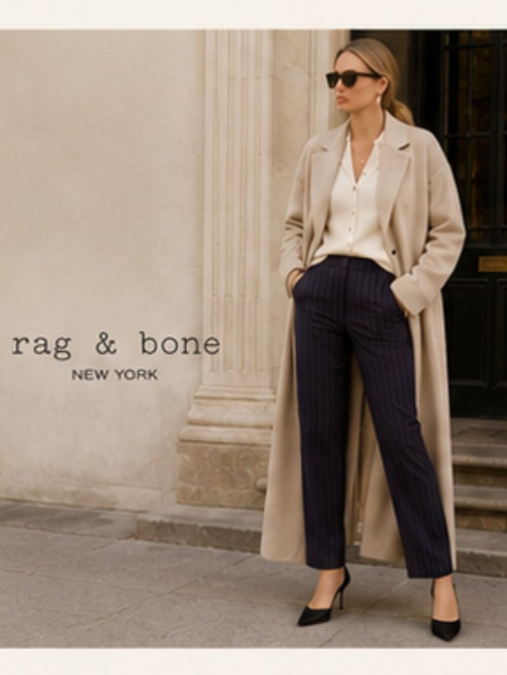 Quiet Luxury Pinstripe Ankle Navy Tailored Dress Pants ~ Rag & Bone ~ 4